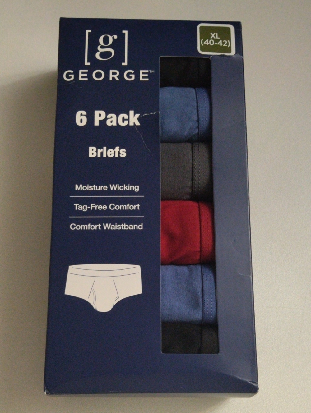George 6 Pack Boxer Briefs Mens XL (40-42) 95% Cotton Tag Free  Comfort New